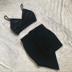 Velvet cropped cami & mini skirt set